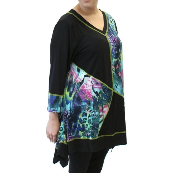 Pretty Woman Funky Patchwork Tunic Top Plus Size, Purple - Picture 6 of 7
